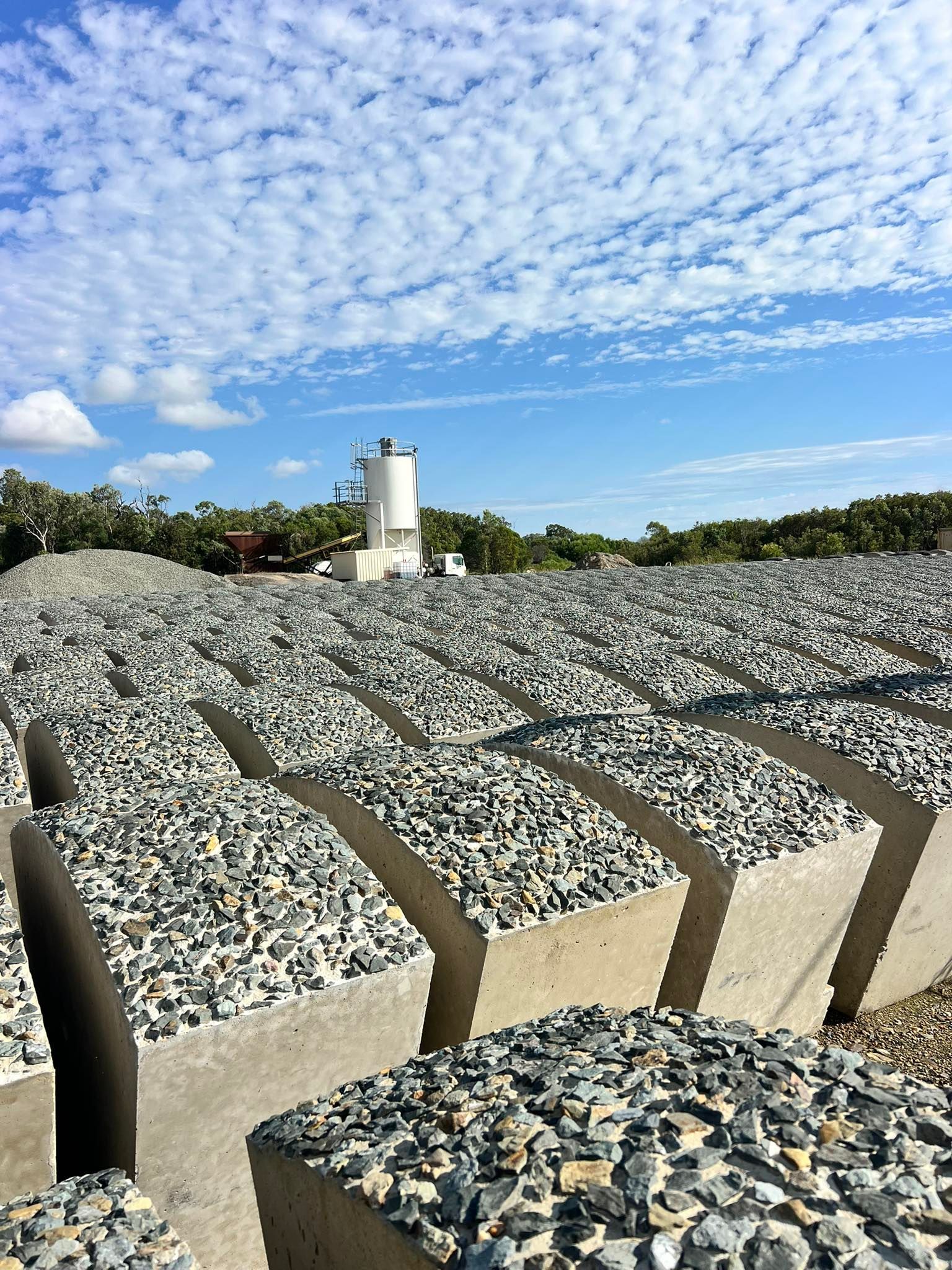 Concrete Blocks Filled with Gravel, Foreground — Barlow's Earthmoving in Yeppoon, QLD