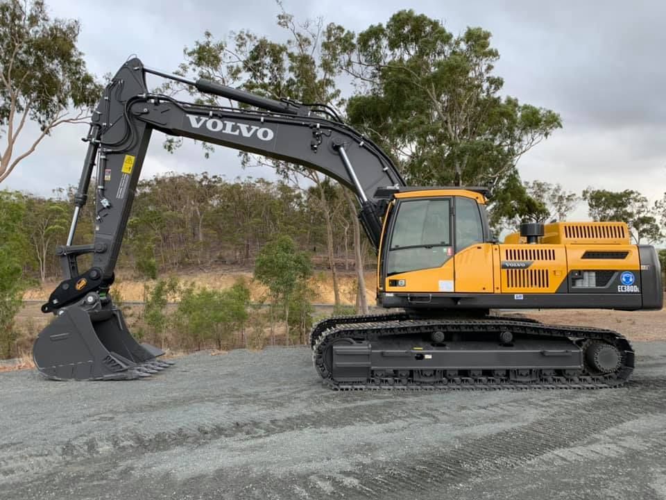 Yellow Volvo Excavator on A Gravel Surface — Barlow's Earthmoving in Yeppoon, QLD