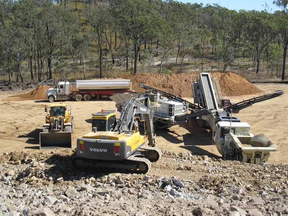 Construction Site with Excavators, Trucks — Barlow's Earthmoving in Coorooman, QLD