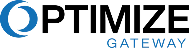 The logo for optimize gateway is blue and black