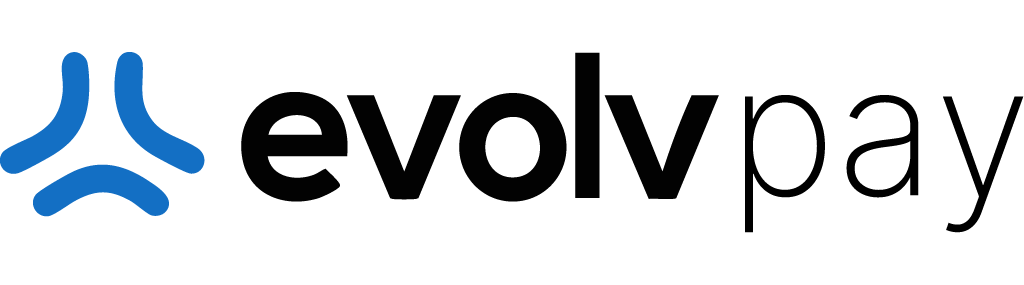 A close up of the evolvepay logo on a white background.