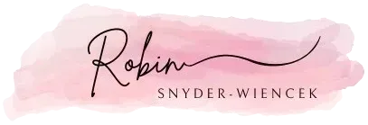 &ldquo;Robin Snyder-Wiencek&rdquo; logo on a pink watercolor background