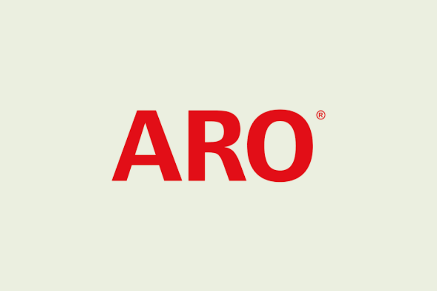 Red ARO logo on a light background
