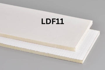 Light Duty Food conveyor belt labeled LDF11 with description of 3-Ply Poly 150 White RMV COS
