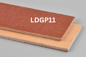 Light Duty General Purpose conveyor belt labeled LDGP11 with description of 4-Ply Tan Sliptop

