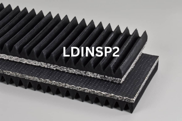 Light Duty Incline Specialty conveyor belt labeled LDINSP2 with description of 3-Ply CP30 Black Duralift X FS
