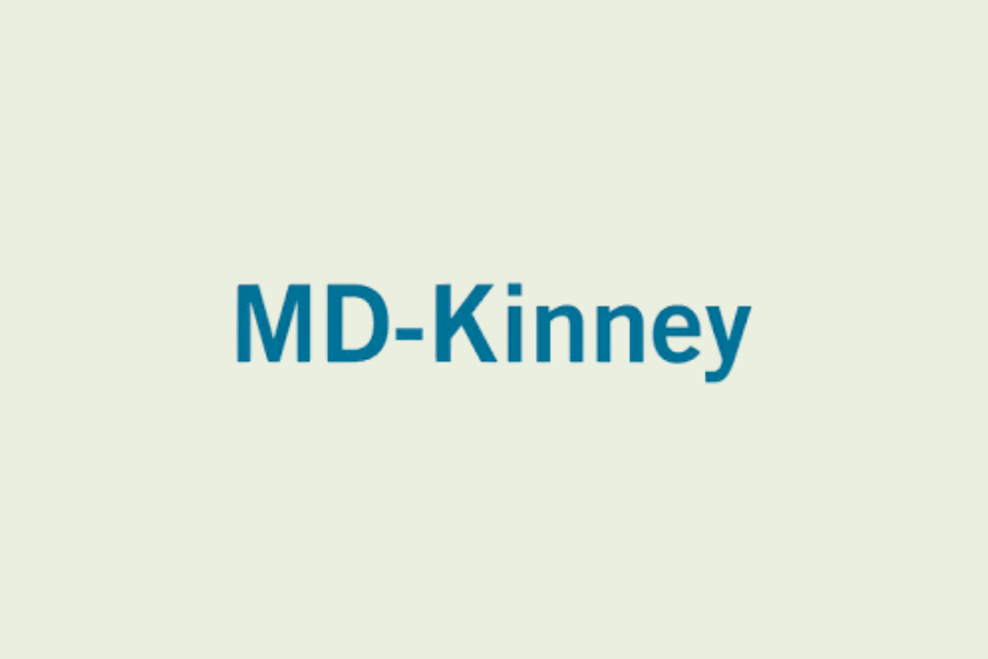 MD-Kinney logo in blue text on a light background