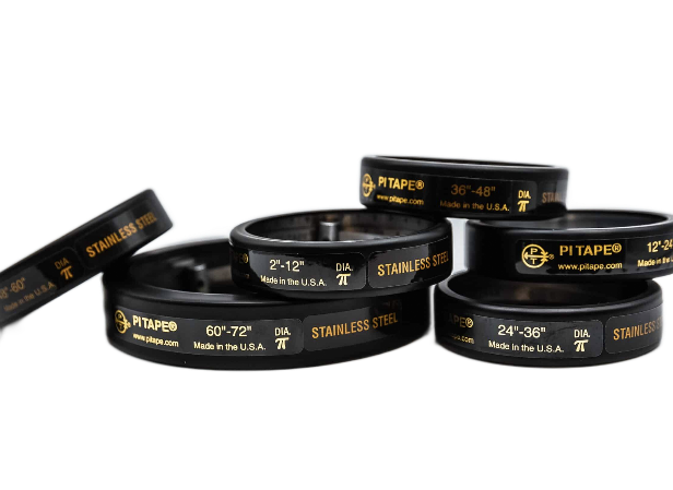 Pi Tape outside-diameter measuring tape in its case with a graduated steel blade
