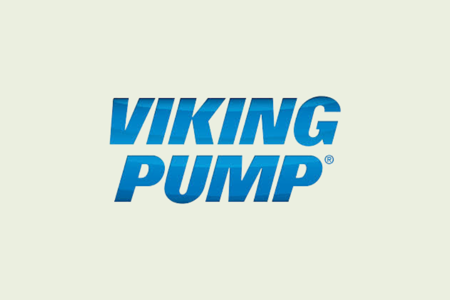 Viking Pump blue logo on a light background