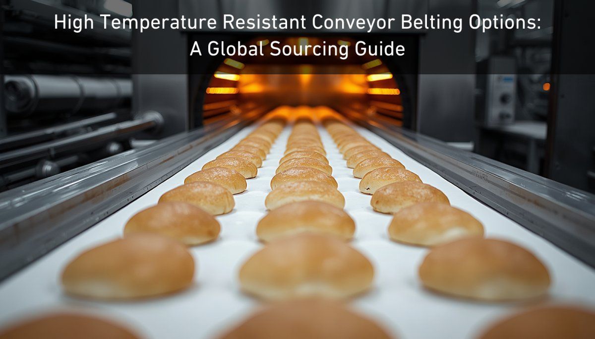 Industrial conveyor belt running through a high-heat processing zone, illustrating the thermal stres