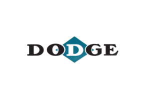 Dodge logo: black text with a teal diamond in place of the 
