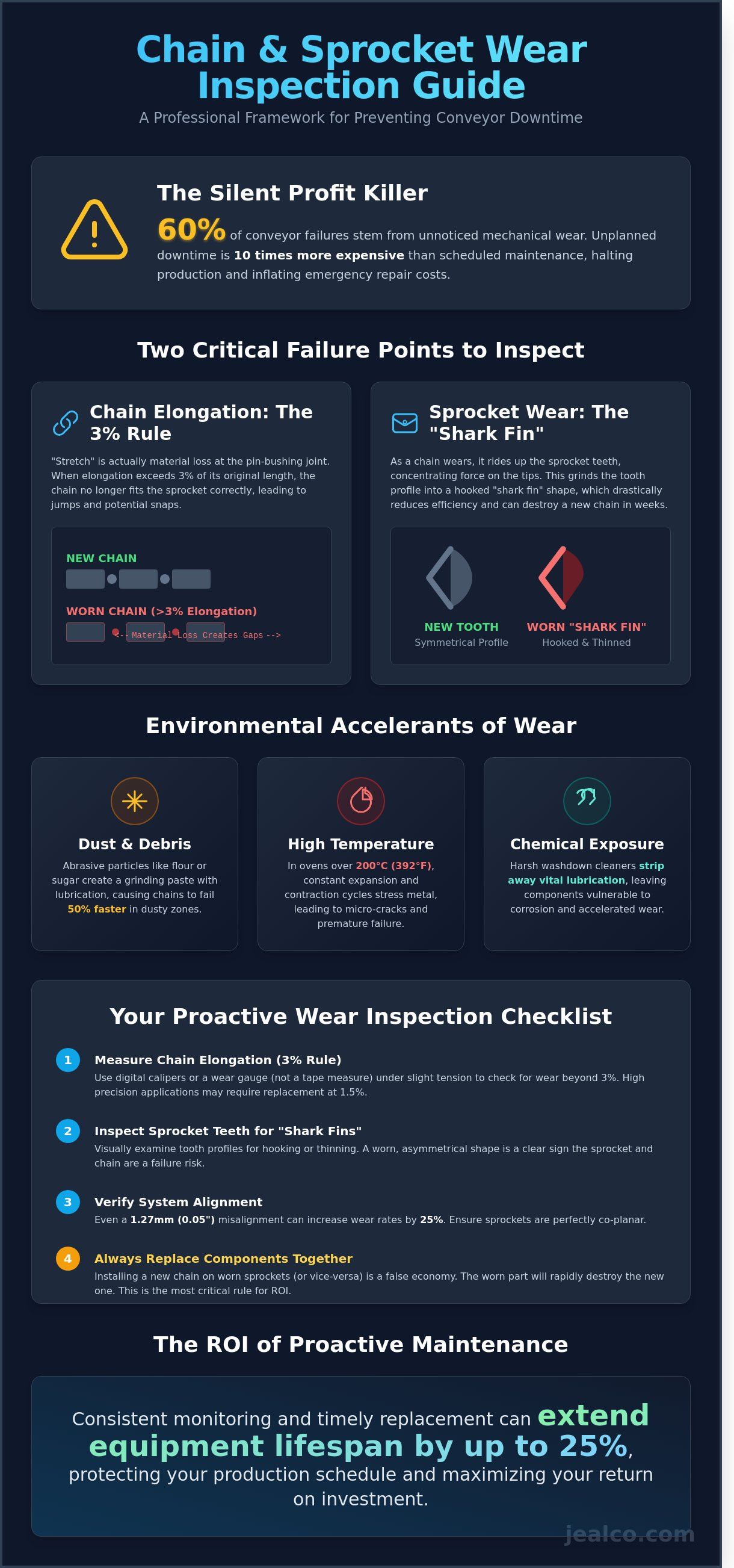 Infographic on chain and sprocket wear inspection