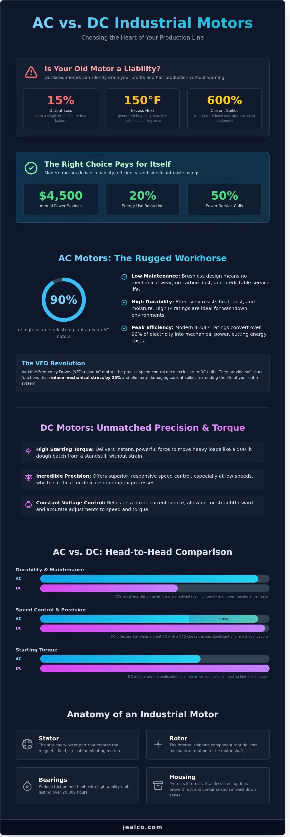 Infographic on AC versus DC industrial motors