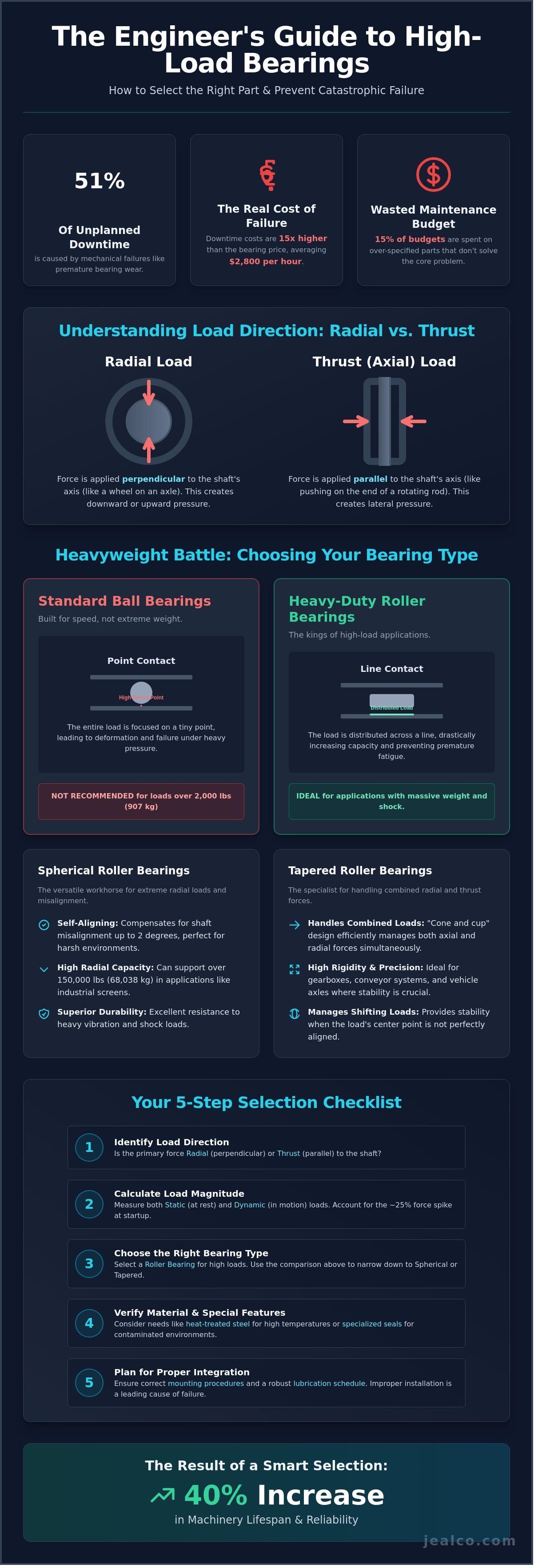 Infographic about how to select the right part when dealing with High-Load Bearings