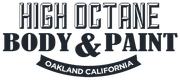 A logo for high octane body and paint in oakland california.