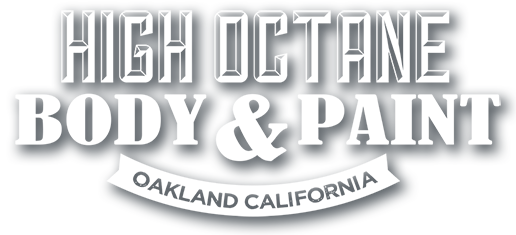 The logo for high octane body and paint in oakland california