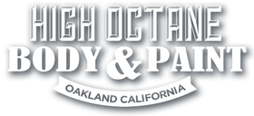 The logo for high octane body and paint in oakland california