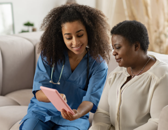 patient with caregiver