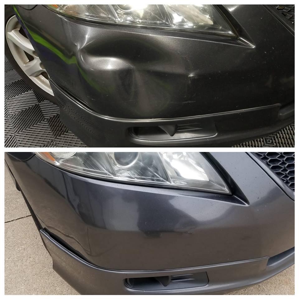 Before and After Front Bumper Dent Repair