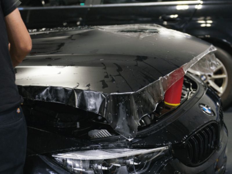 Clear bra paint protection film installed on hood.