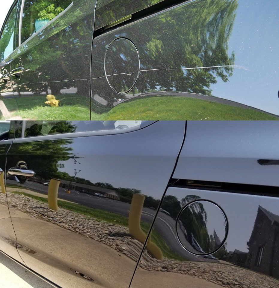 Car Scratch Before and After Key Scratch Removal