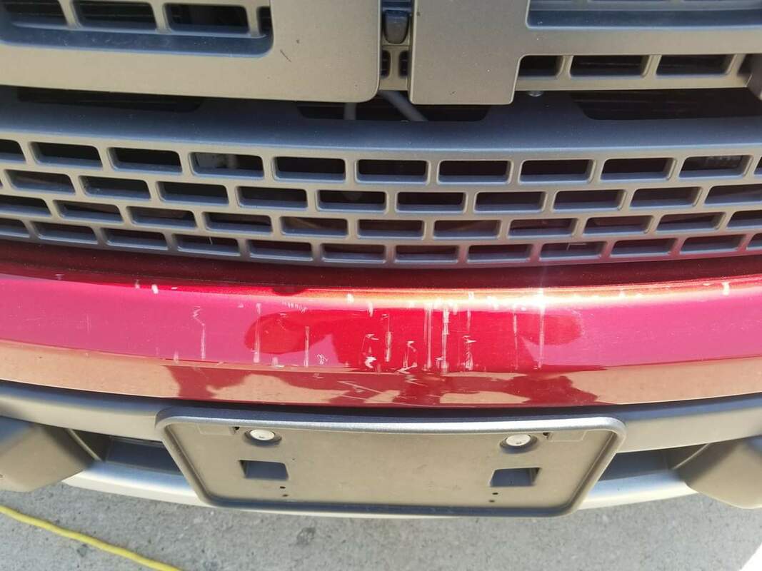 Front Bumper Scratch Damage On A Truck