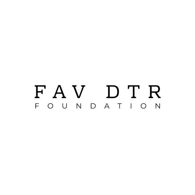 The fav dtr foundation logo is black and white on a white background.