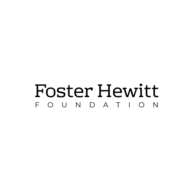 The logo for the foster hewitt foundation is black and white.