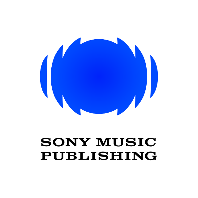 A blue logo for sony music publishing on a white background