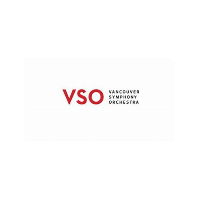 The vancouver symphony orchestra logo is on a white background.