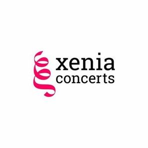 A pink and black logo for xenia concerts