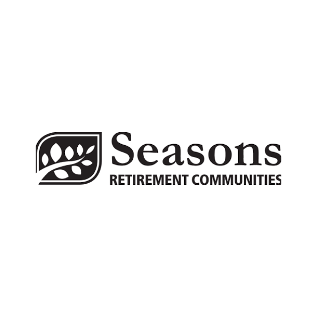 A black and white logo for seasons retirement communities.