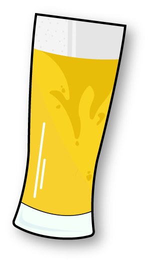 Glas geel bier.