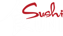 Red handwritten &ldquo;Sushi&rdquo; logo on a white background