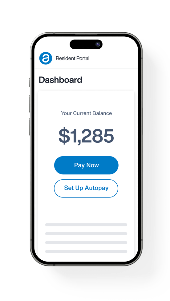 Smartphone screen showing a dashboard with a balance of $1,285. 