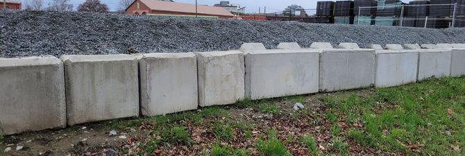 large concrete block retaining wall
