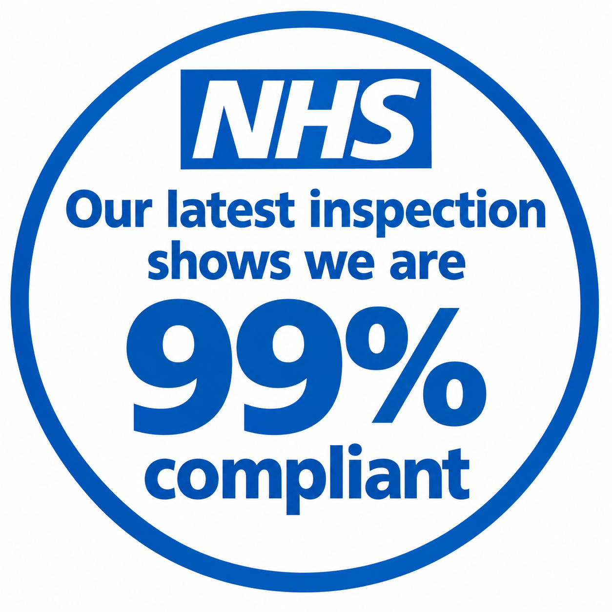 NHS — Our latest inspection shows we are 99% compliant