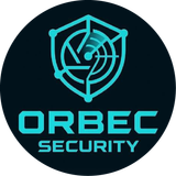 Logotipo de Orbec Security, que presenta un diseño de escudo verde azulado con un gráfico de radar sobre el texto