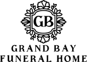 Grand Bay Funeral Home logo with a decorative wreath and the letters &ldquo;GB&rdquo;