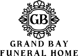 Grand Bay Funeral Home logo with a decorative wreath and the letters “GB”