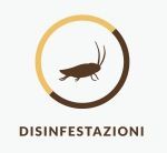 Icona con uno scarafaggio all'interno di un cerchio marrone e beige, il testo recita 