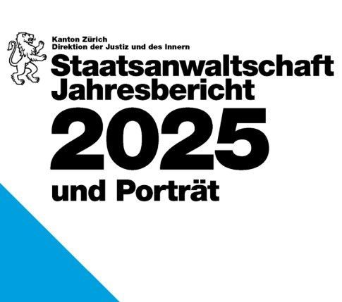 A blue and white sign that says staatsanwaltschaft jahresbericht 2023 und portrait