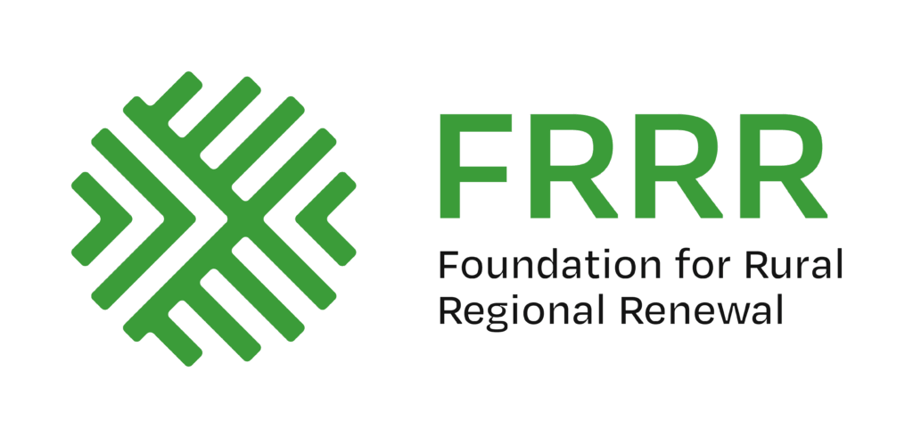 Green FRRR logo with leaf-like emblem and text “Foundation for Rural Regional Renewal”