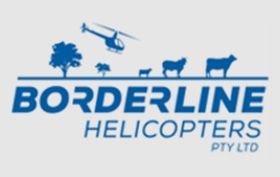 Borderline Helicopters Pty Ltd logo with blue helicopter and livestock silhouettes