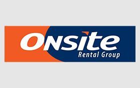 Onsite Rental Group logo in orange and blue with white text