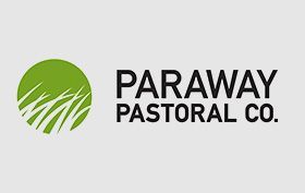 Paraway Pastoral Co. logo with green circular grass icon and black text on white background
