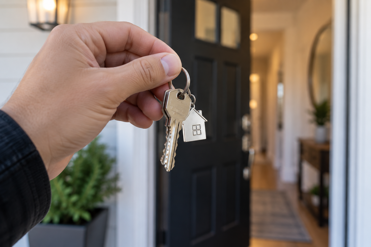 A person holding out their house keys
