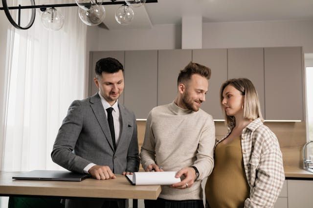 a property manager going over a lease