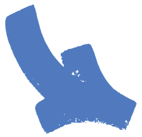 A blue arrow pointing down on a white background.