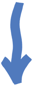 A blue arrow pointing down on a white background.
